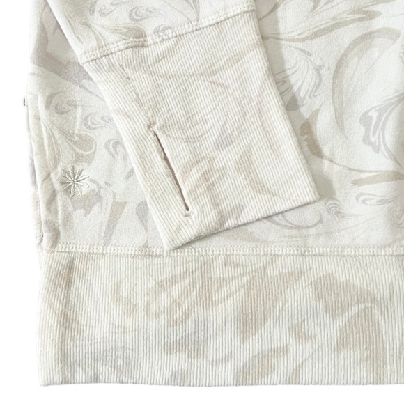 Athleta Coaster Luxe V-Neck Sweatshirt In Agate Paisley Cream Relaxed Fit Large - Picture 8 of 12